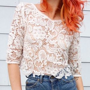 White Lace Modern Citizen Crop